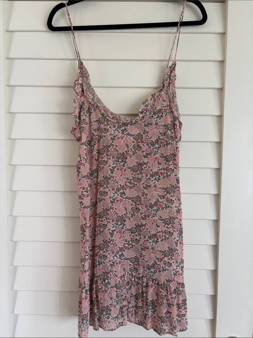 ACACIA Swimwear Cupro Floral Mini Slip Dress - Blush Pink - Size M